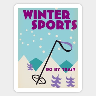 Winter Sports retro style poster Magnet